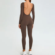 Autumn And Winter New Big U Back Long Sleeve Yoga Jumpsuit Women