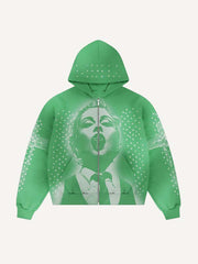 Warm Faux Rhinestones Print Hooded Coat for Women