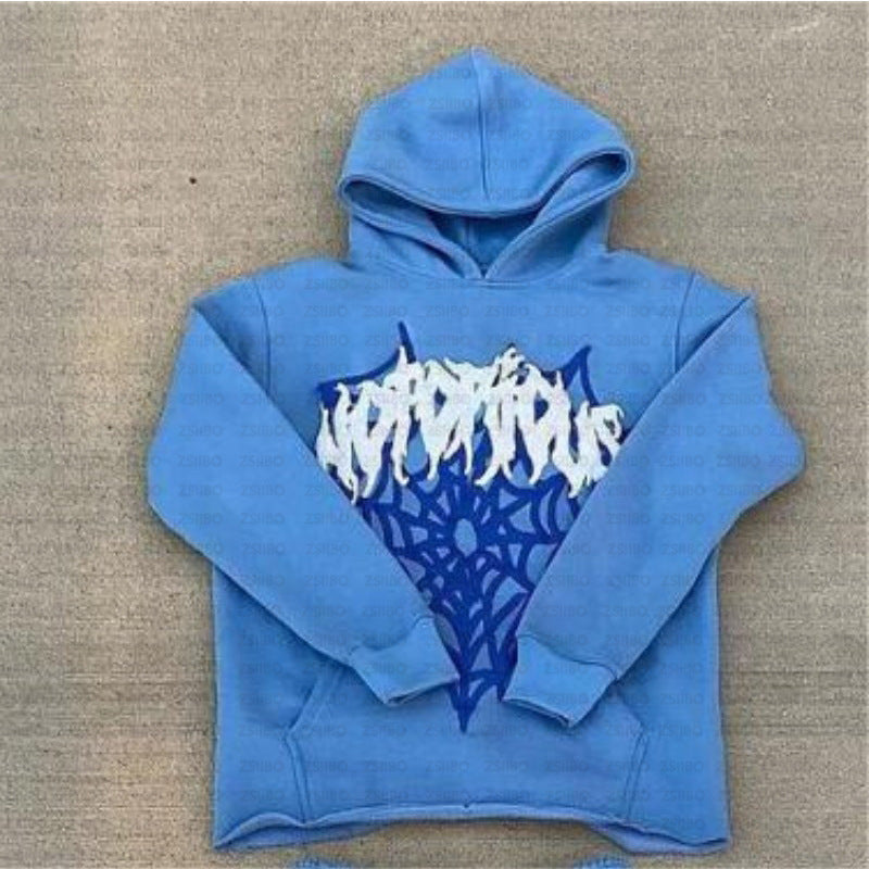 Edgy Spider Web Printed Hoodie & Trousers Set