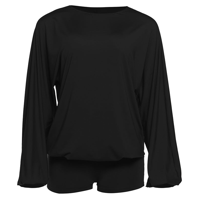 Sexy Backless Long-Sleeve Solid Jumpsuit