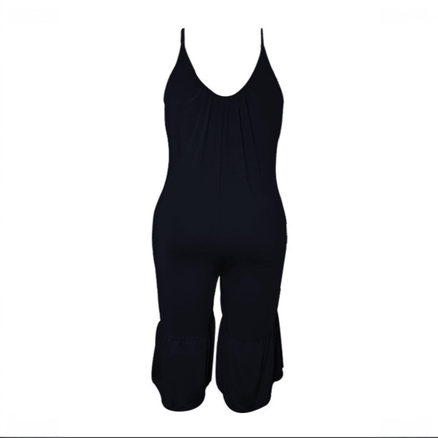 Plus Size Casual Pocket Sleeveless Solid Jumpsuit