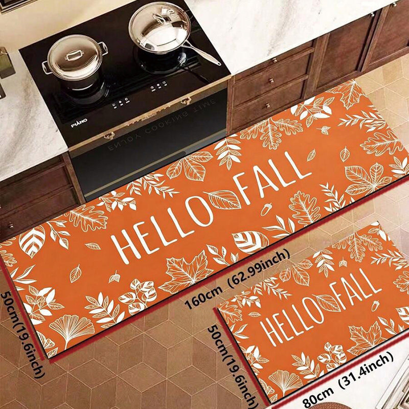 Autumn Pumpkin Kitchen Floor Matstain-resistant, Oil-proof and Easy to Clean