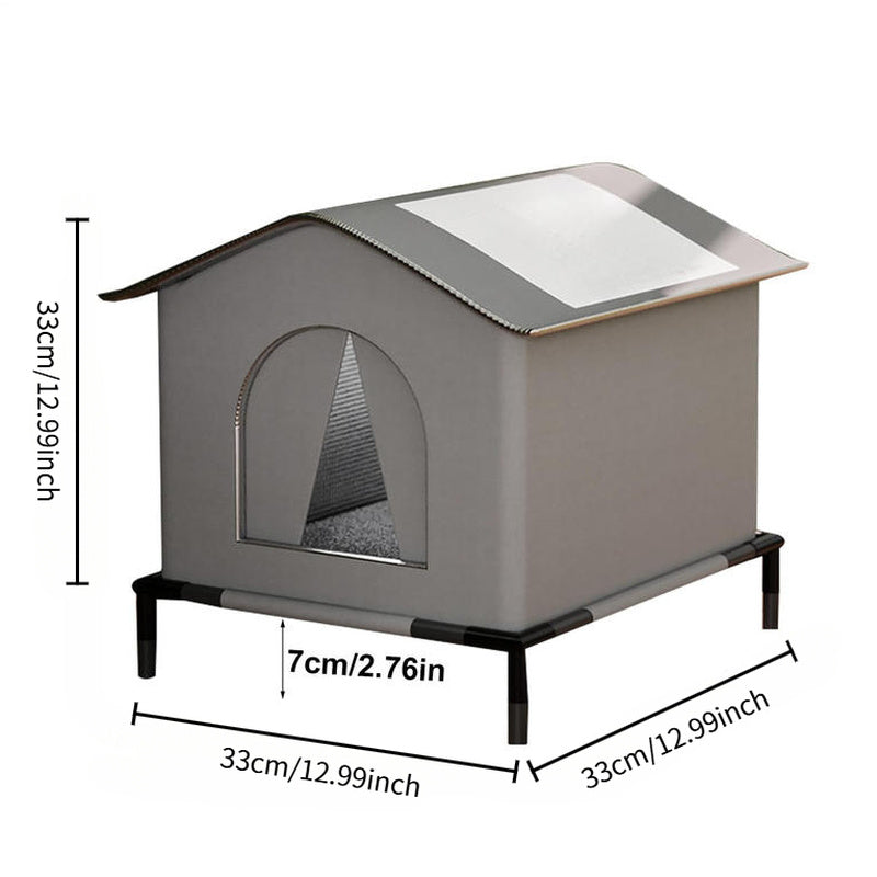Heated Outdoor Dog Shelter For Small & X-Small Breeds - Portable Winter Warmth With Easy Assembly, Grey Kennel For Stray & Pet Dogs, Cold Weather (No-Fill Design, Heating System)