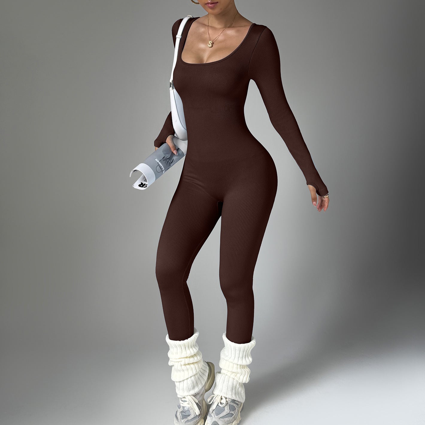 Seamless Long Sleeve Fitness Yoga Bodysuit
