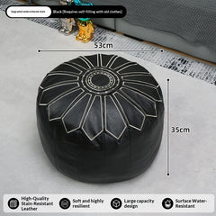 Large-capacity Old-clothing-filled Leather Stool