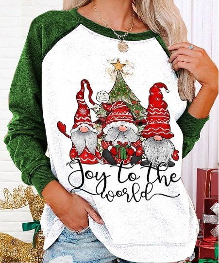 Festive Plus Size Christmas Print Long Sleeve Sweater