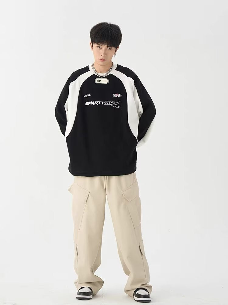 Retro American Letter Crew Neck Loose Sweater
