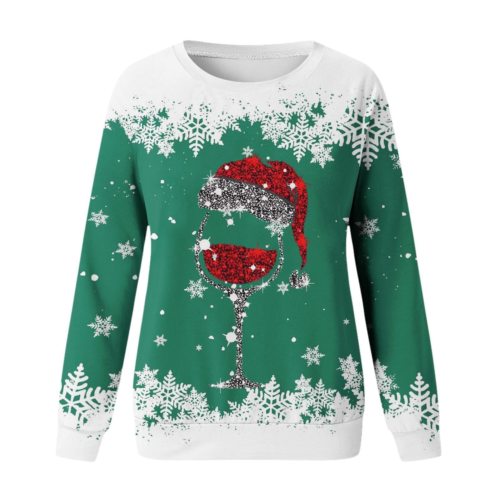 Festive 3D Print Christmas Women's Casual Crewneck Sweater