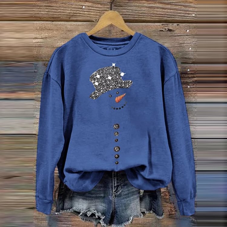 Festive 3D Snowman Print Casual Women's Sweatshirt