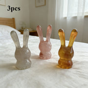 3‑Piece Portable Rabbit Ear Lotus Seed Head Facial Lifting Massager – Beeswax Resin, Jade‑Like Finish