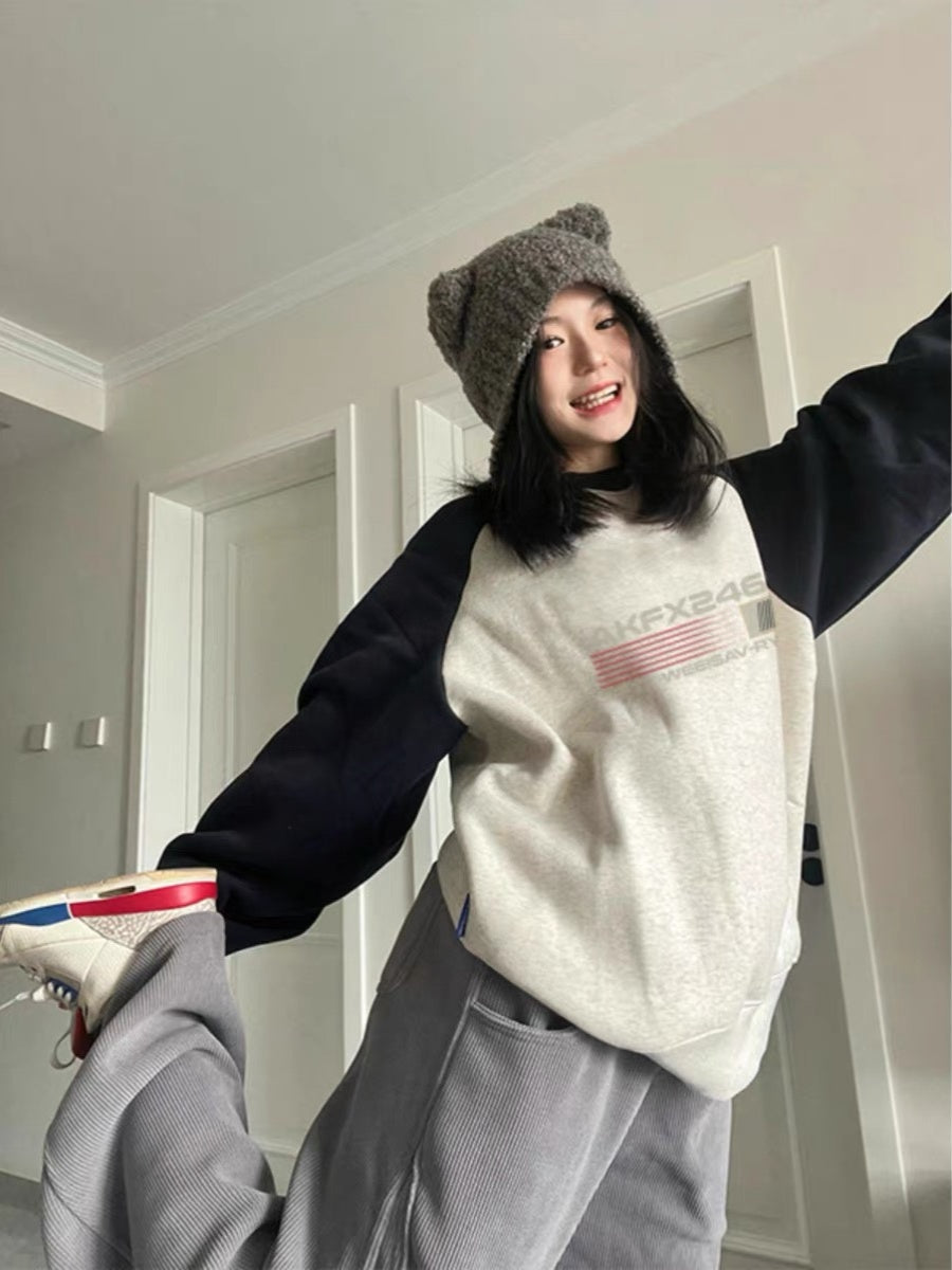 Women's Plush Thick Cotton Color-Block Sweater