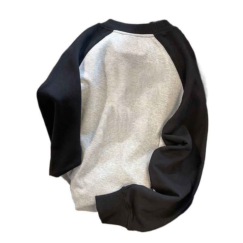 Cute Japanese Patchwork Round Neck Sweatshirt