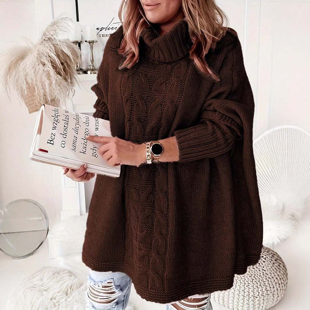 Lapel Batwing Sleeve Loose Casual Plus Size Women's Knitting Sweater
