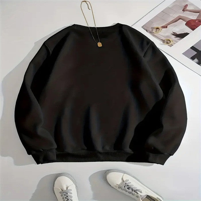 Trendy Velvet Padded Printed Long Sleeve Sports Sweater