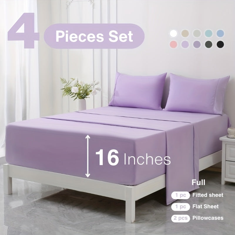 3/4pcs 18 Inch Extra Deep Pocket Bed Sheets Sets, Fits Deep Mattress, Breathable & Cooling Bed Sheets, Hotel Luxury Bed Sheet Set