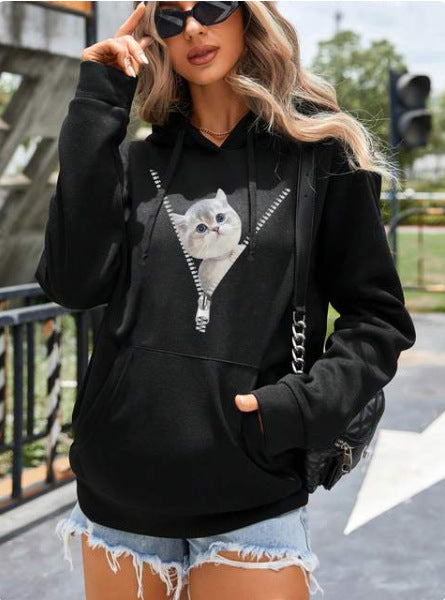 Retro Love Print College Style Women's Pullover Hoodie