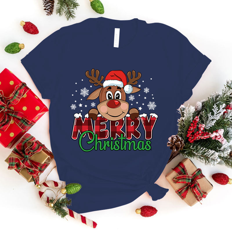 Cute Merry Christmas Printed Tee - Festive Holiday Shirt