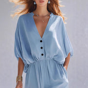 Women's Summer V-Neck Loose Jumpsuit & Romper