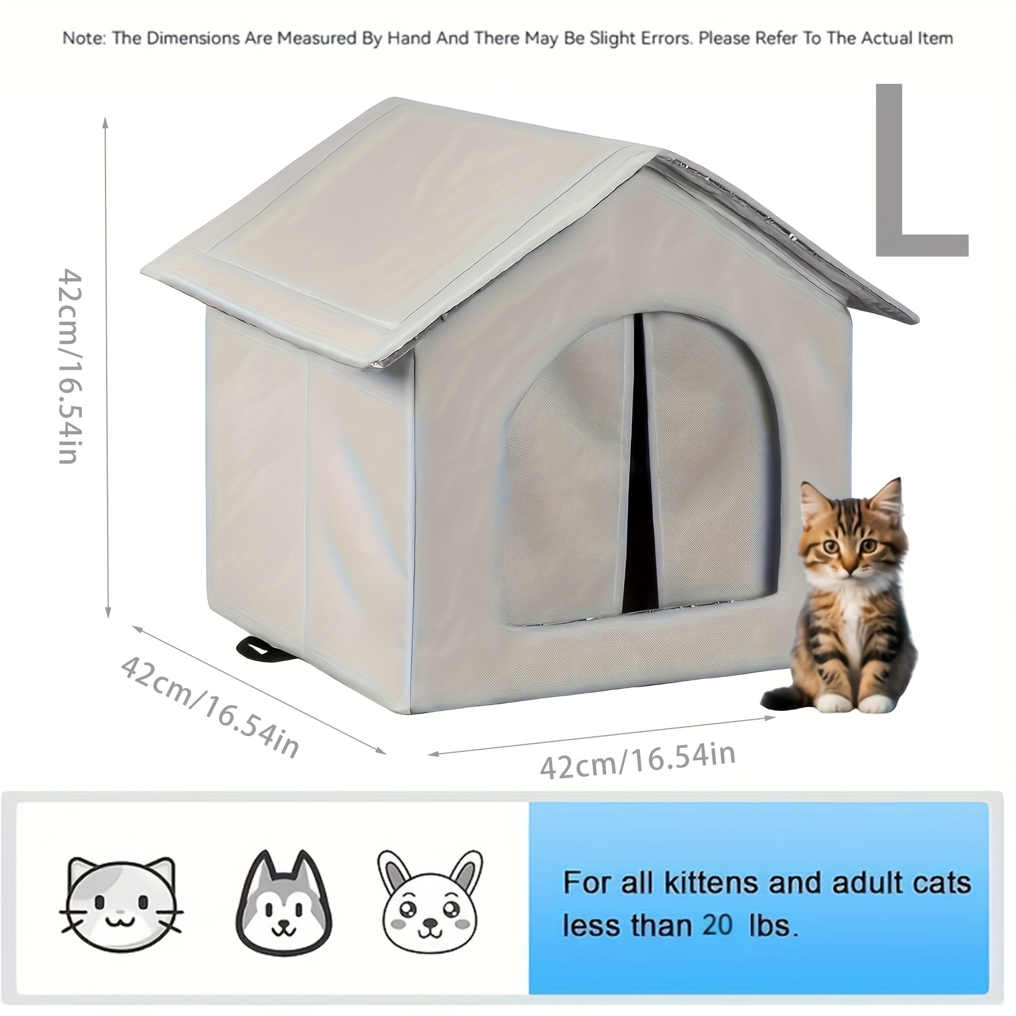 Outdoor Waterproof House & Dog Kennel With Insulated Foam Layer - Windproof Oxford Cloth Shelter, Spacious All-Season Pet House With Ventilation, Easy Assembly, Durable & Warm For Cats, Small Dogs,...