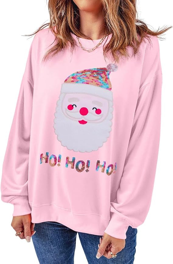 Sparkly Santa Claus Sequin Christmas Sweatshirt