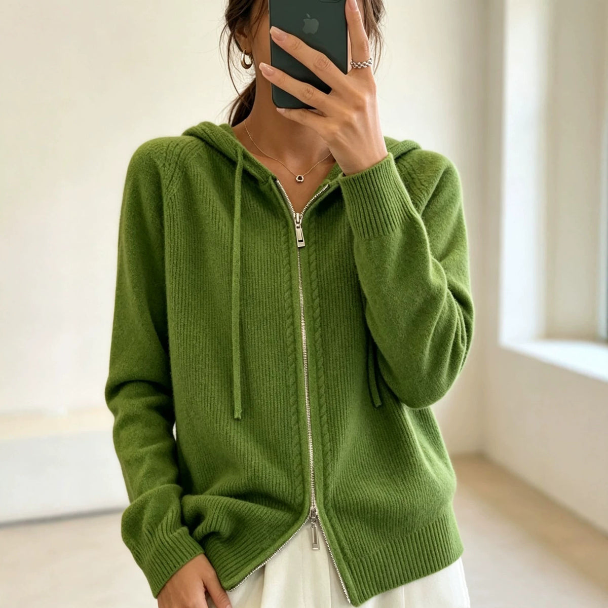 Womens Faux-wool Cardigan Loose-fit Sweater Jacket