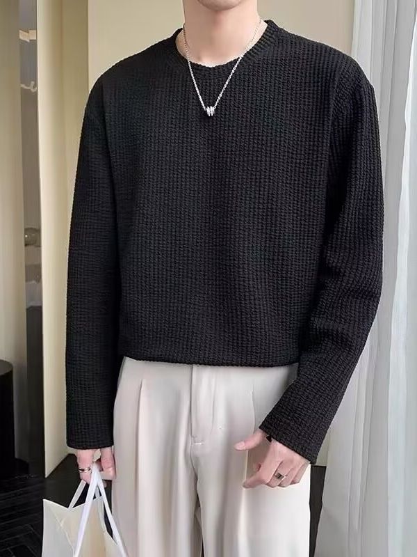 Lightly Mature-style Corn-pattern Relaxed-fit Long-sleeve Sweater
