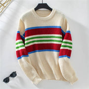 Drizzling Rainbow Striped Pullover Women's Sweater