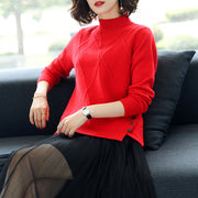 Womens Short Loose-fit Knit Bottoming Sweater