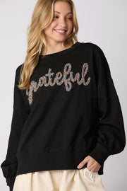 Women's Thanksgiving Alphabet Embroidered Loose Casual Sweater