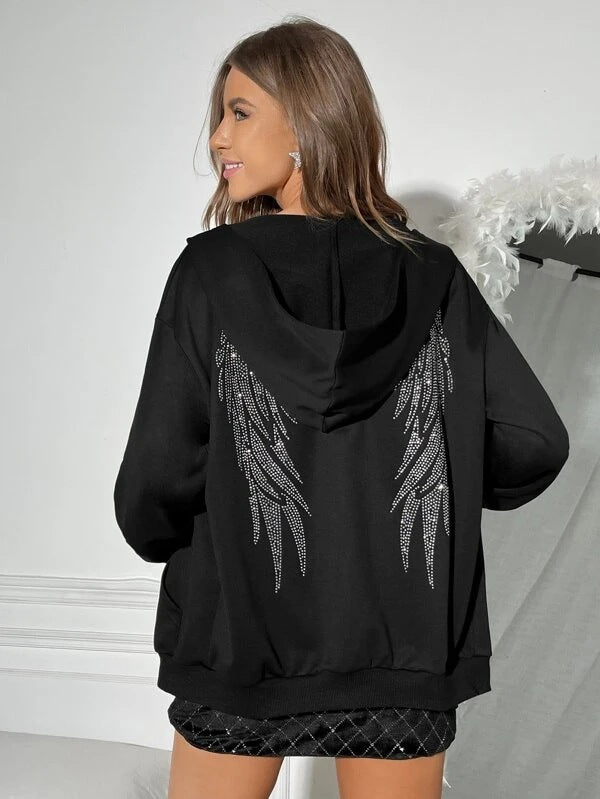 Plus Size Fleece-Lined Hooded Slim Fit Sweater