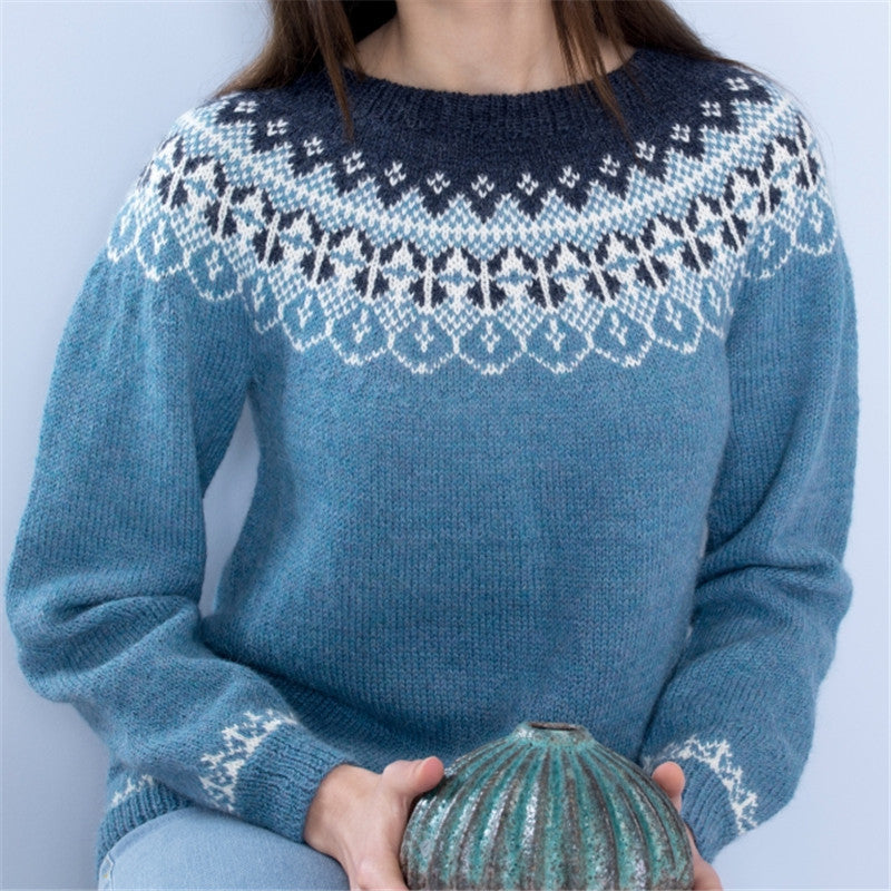 Round Neck Multicolor Loose Fashion Pullover Sweater
