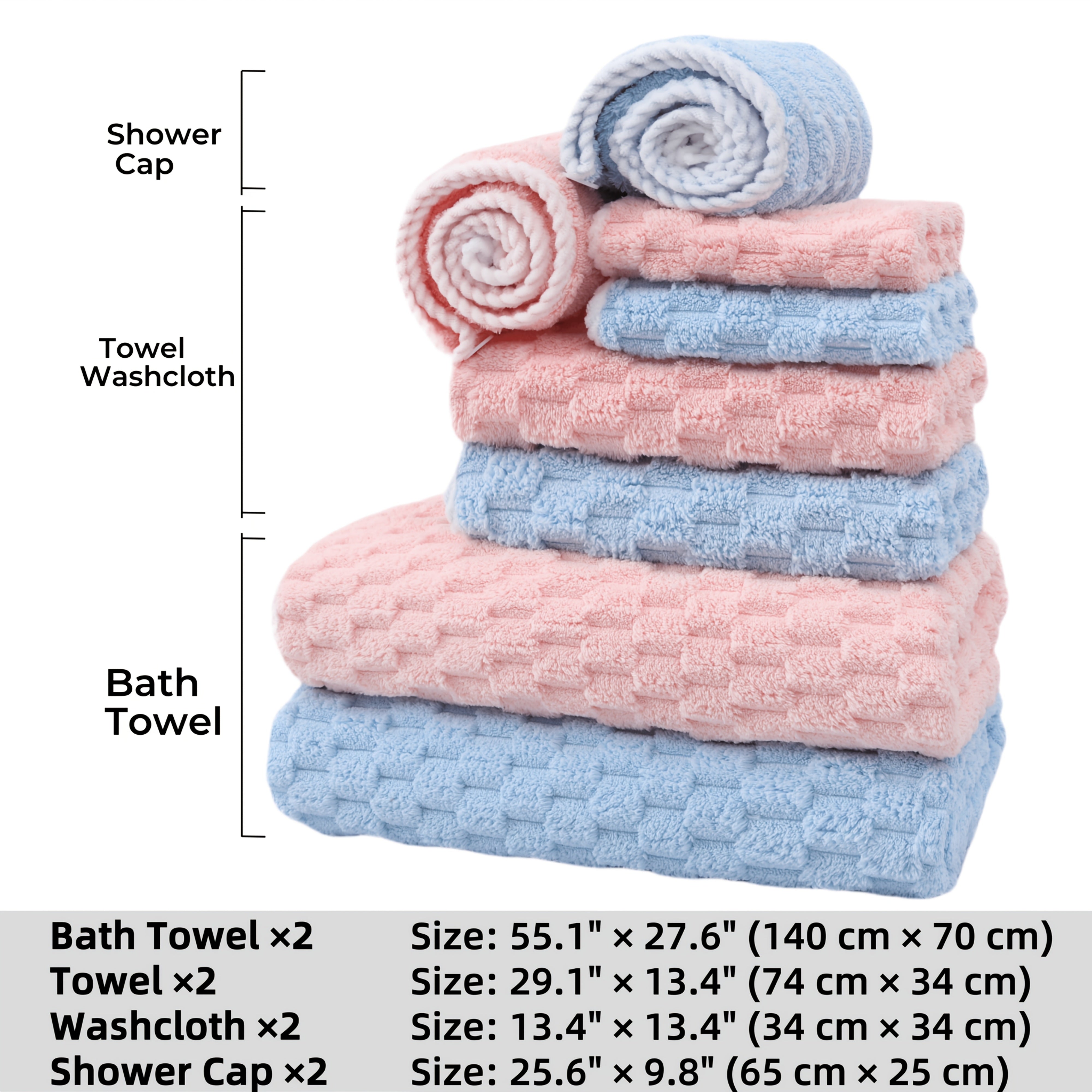 Pack Of 4 Waffled Super Soft Woven Bath Towels