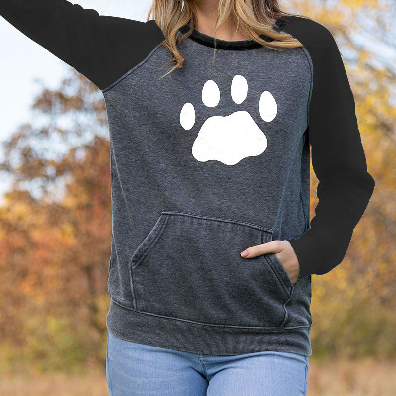 Printed Long Sleeve Pullover Hoodie Fashion Women's Wear Coat