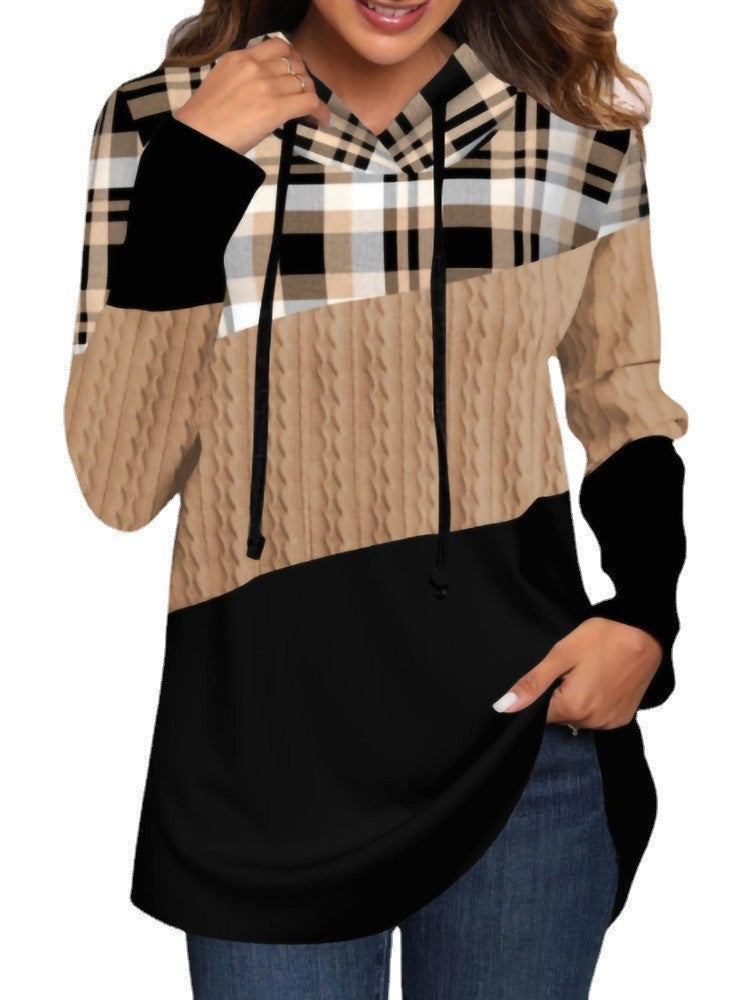 Women's Casual Hooded Digital Print Pullover Sweater
