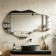 Frameless acrylic wall mirror with irregular asymmetrical design