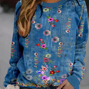 Women's Geometric Long Sleeve Western Retro Sweater Top