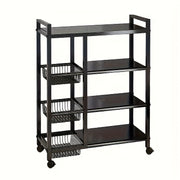Adjustable Kitchen Shelf 1pc Adjustable 4-Story Kitchen Shelf with 3 Wire Baskets, Movable Metal Storage Rack with Wheels, Suitable for Garage, Pantry, Bathroom, Closet, Warm House Gift, New Home, ...