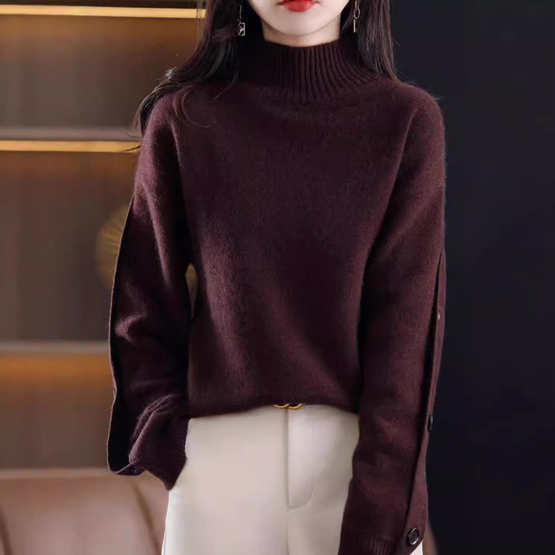 Half Turtleneck Bottoming Sweater for Women