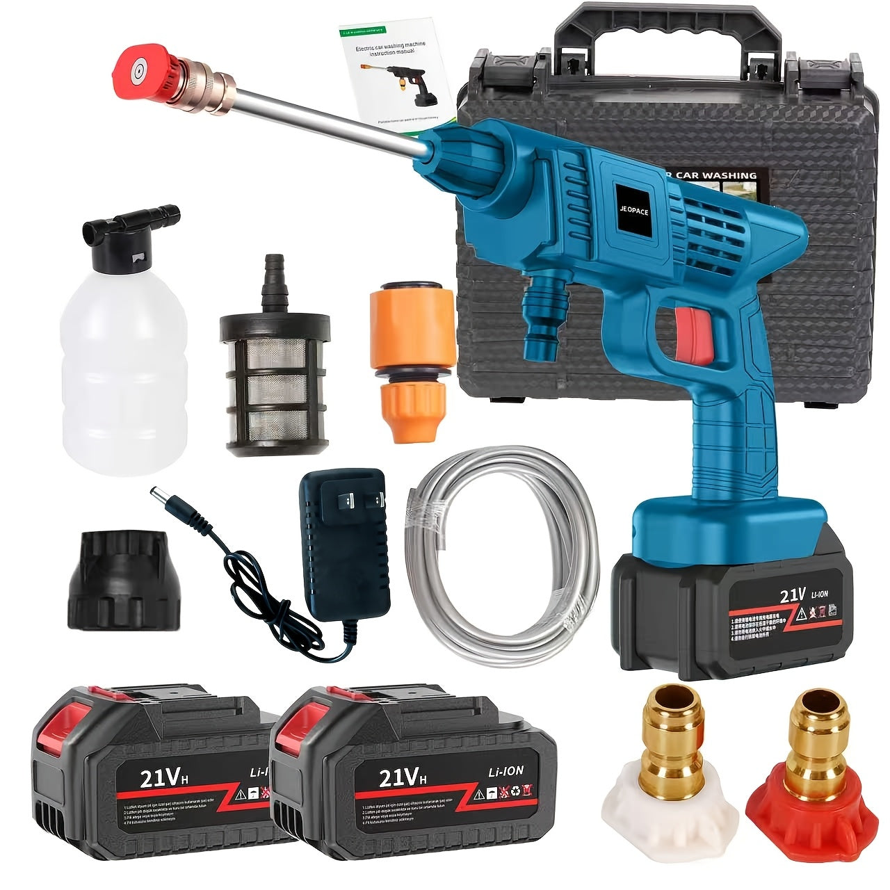Cordless High Pressure Car Wash Foam Gun with Adjustable Nozzle, Portable Power Cleaning Tool for Car and Garden
