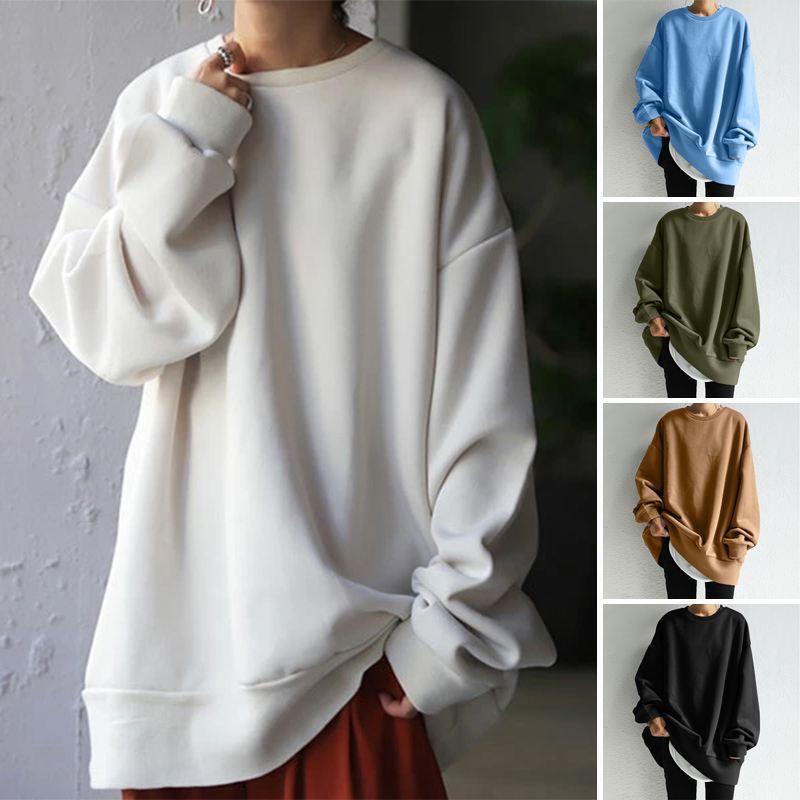 Women's Cozy Round Neck Loose Pullover Sweater