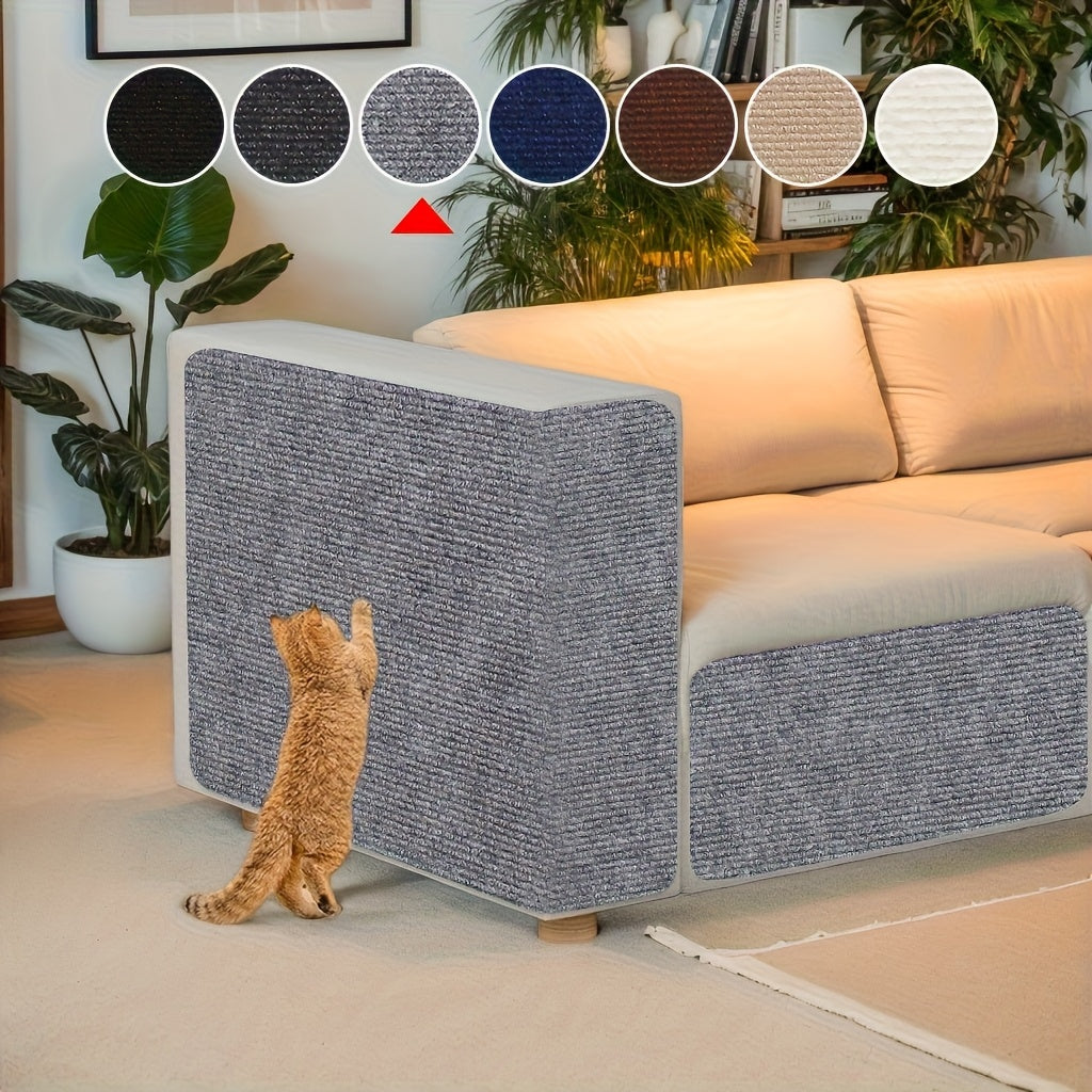 Heavy-duty Self-adhesive Cat Scratching Pad - No Residue Removal, Scratch Proof Furniture Protector For Sofa, Walls, Chairs - Beige & Brown Textured Surface, Ideal For Indoor Cats - Easy Installation