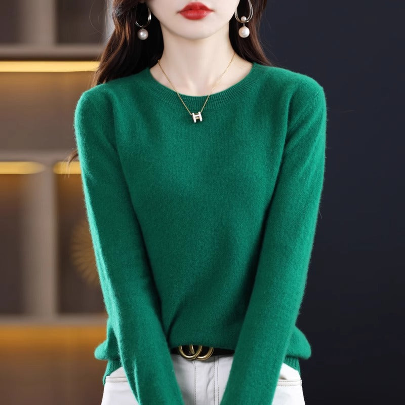 Round Neck Pure Wool Women's Sweater Loose Autumn and Winter