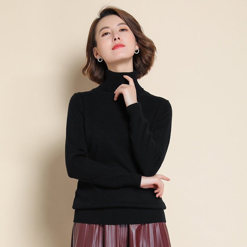 Turtleneck Pullover Loose-fit Knitted Wool Base-layer Sweater