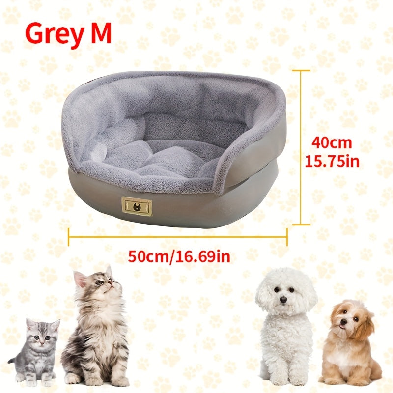 Cozy Plush Dog Bed With Plush Cushion - Soft Warm Bed For Small/medium Dogs, Durable Polyester, Machine Washable, Round Design With Heart Cutouts, Pet Bedding  Playful Dog Bed  Plush Polyester Bed