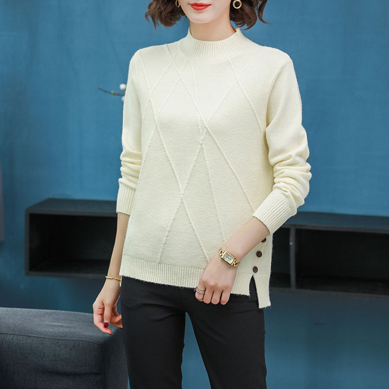 Womens Short Loose-fit Knit Bottoming Sweater