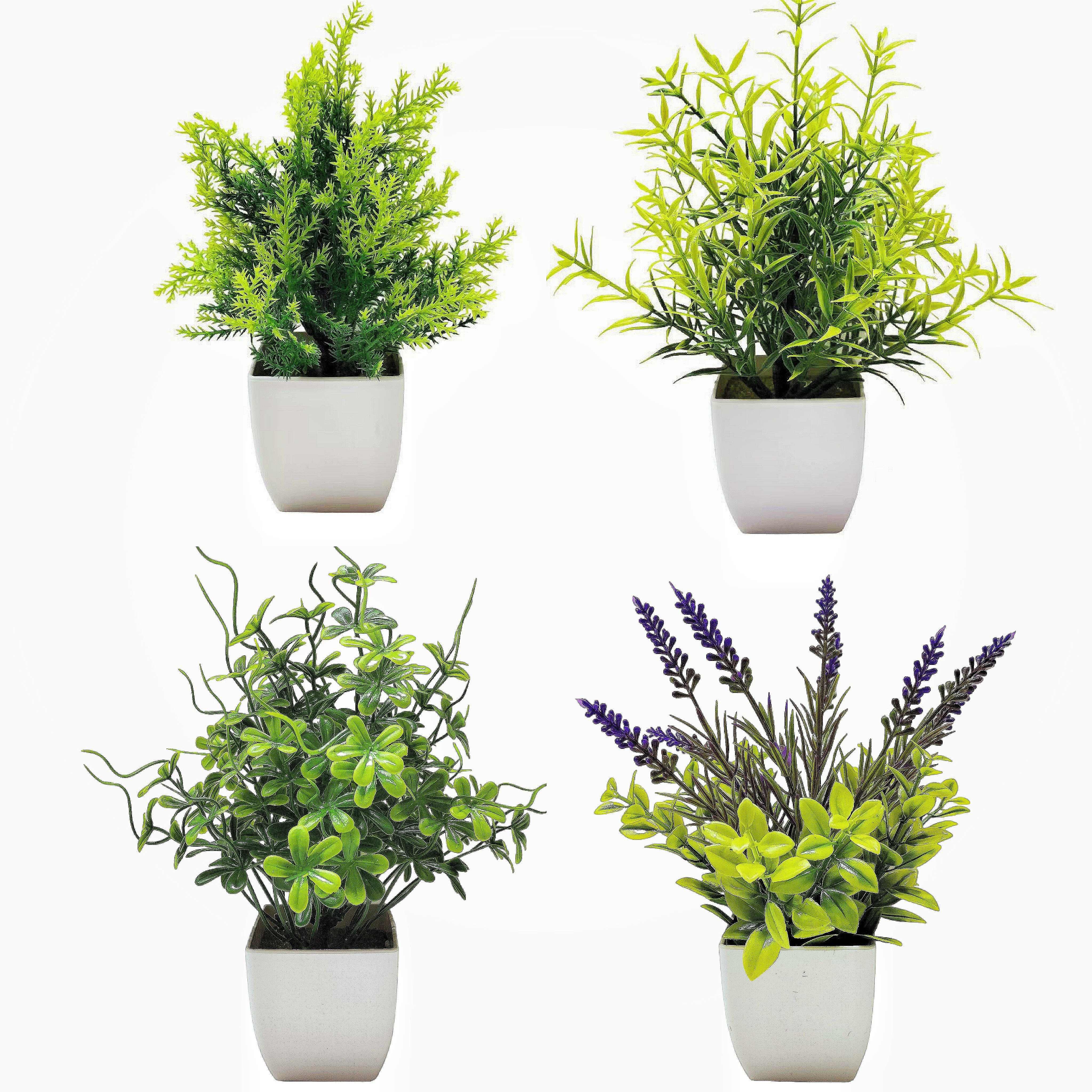 1 Set of 4/6/9pcs, Fake Plants in White Planters, Artificial Plants for Home Decor Indoor, Plastic Eucalyptus Plants for Office Desk Bathroom Bedroom Greenery Decoration Mini Fake Plants in Pots…