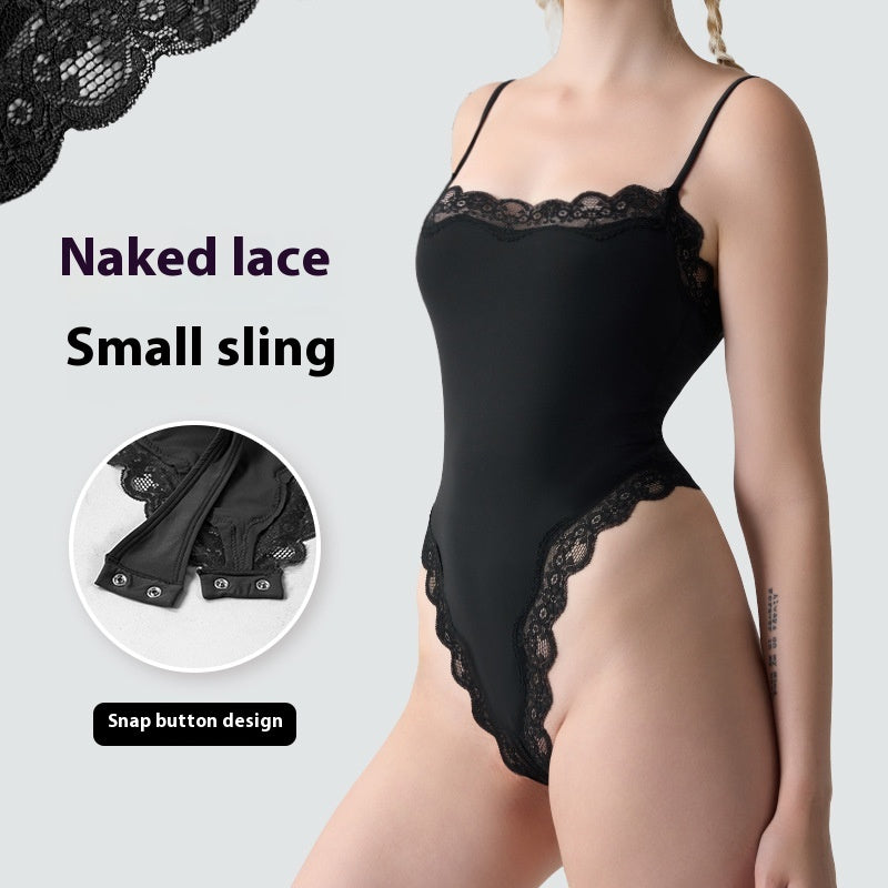 Lace Edge Adjustable Jumpsuit Skinny Inner Match Vest