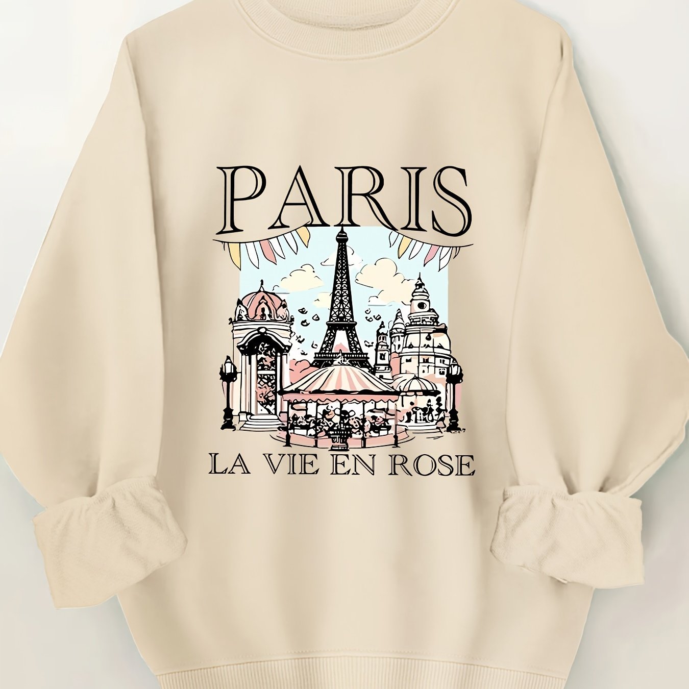 Plus Size Round Neck Letter Print Sweatshirt