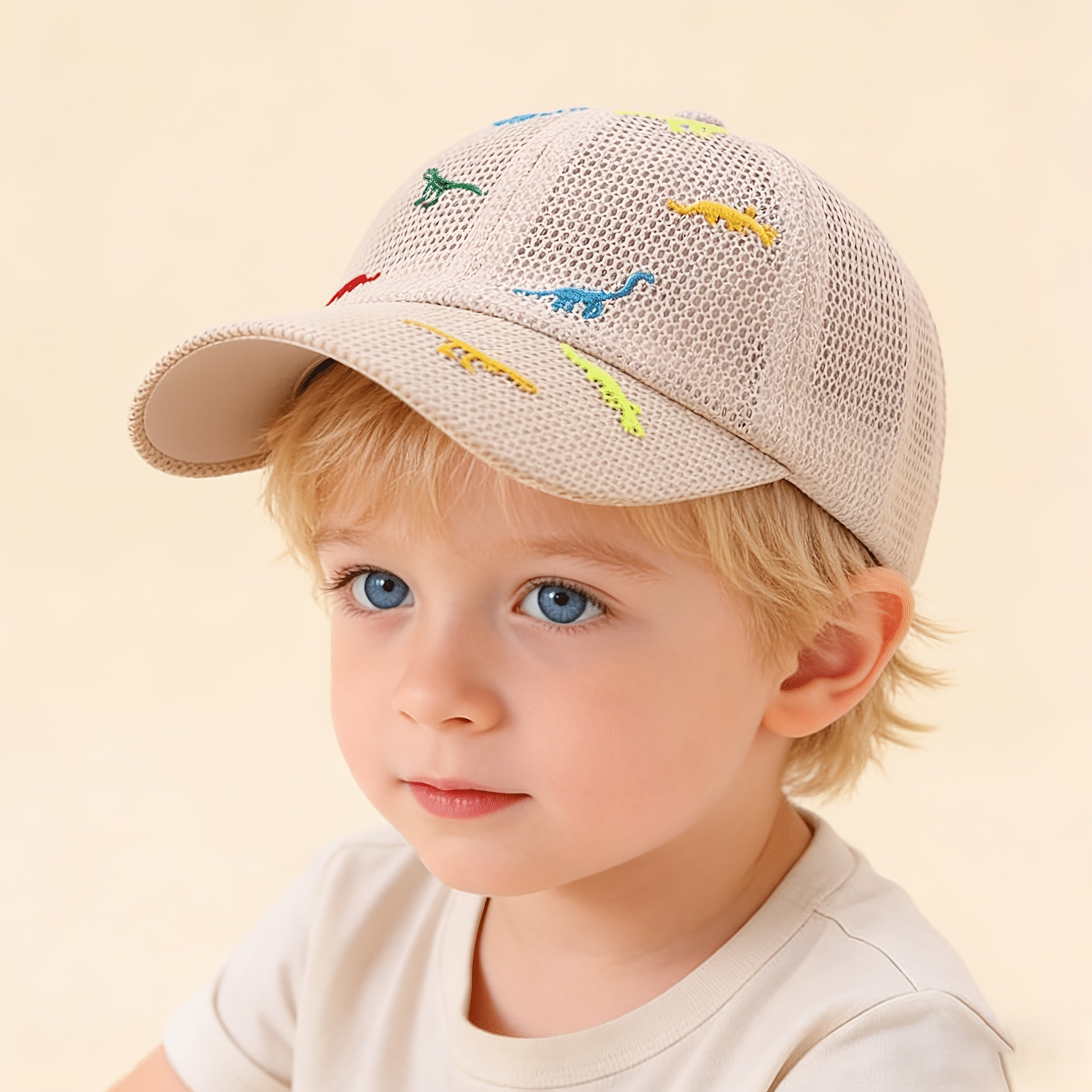Toddler Baseball Cap with Dinosaur Embroidery