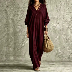 Boho Corduroy Long Dress Casual Relaxed Fit